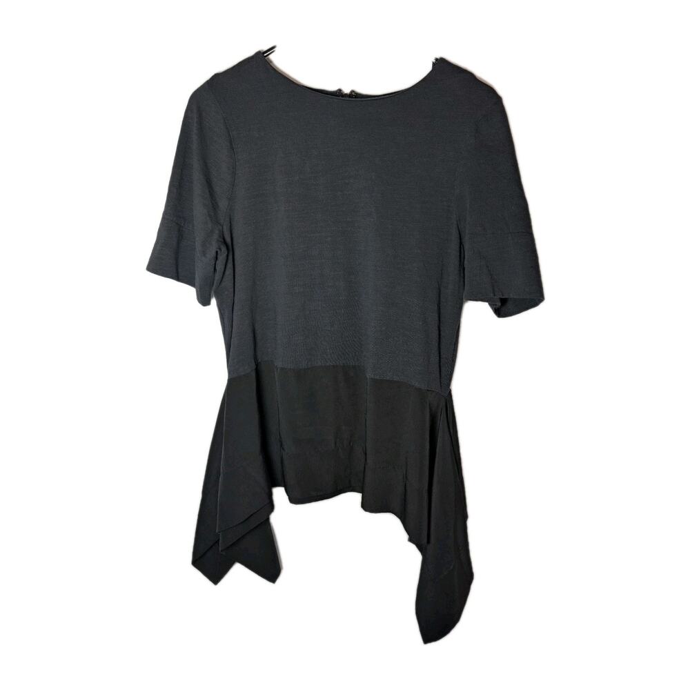Vera Wang Tunic Shirt Blouse Black Mixed-Media Top Size Small Whimsigoth Flowy